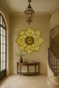 Opulent Lotus Flourish Decor Wall Art - White Gold