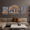 Majestic Golden Grove Triptych 3D Painting