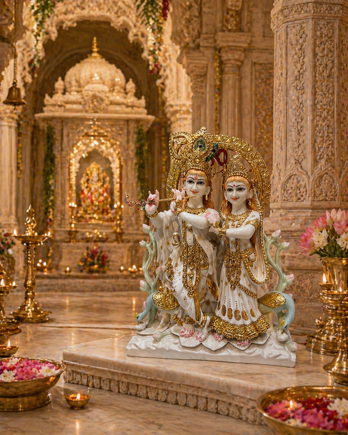 Divine Peacock Radha Krishna